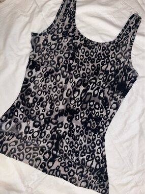 Gray and Black Leopard Print Skirt